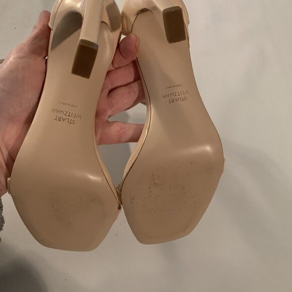 Stuart Weitzman High heel nude blush gold stud accents womens shoes - Picture 14 of 16